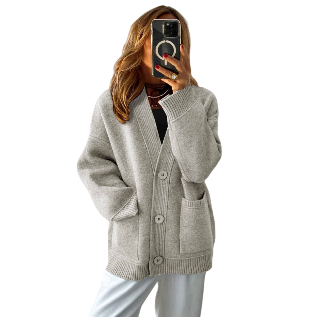 Womens Cozy Button-Up Cardigan V-Neck Knit Sweater Winter Casual Style Coat